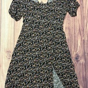 Luxology Floral Dress - Black Multicolor Floral Size L